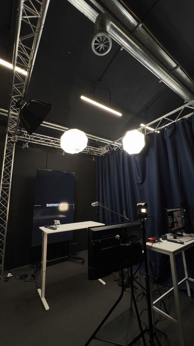 A Somerce broadcast set mid-production