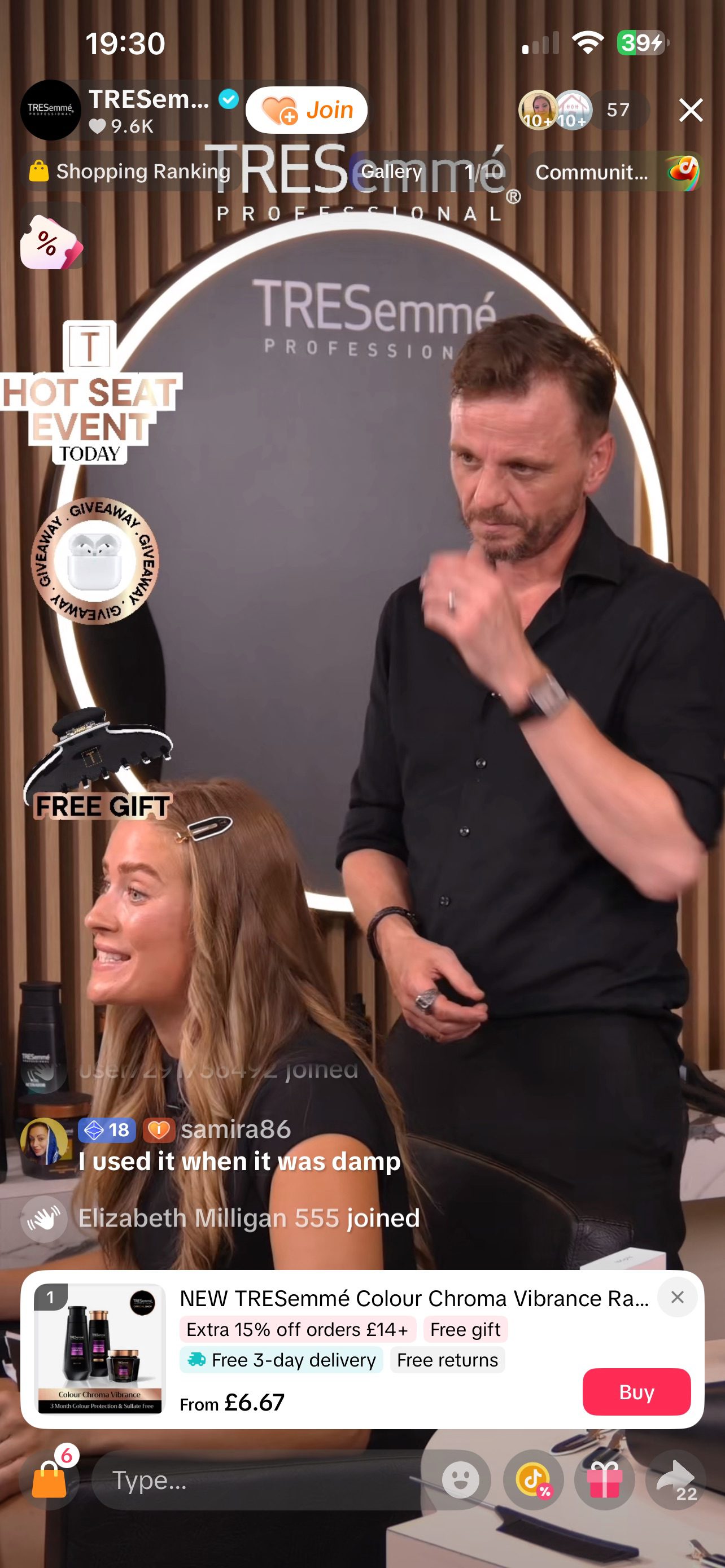 TRESemmé daily TikTok LIVE broadcast mid-demo